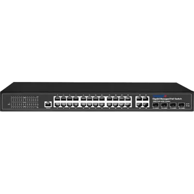 Коммутатор управляемый L2 24 порта RJ45/Combo/SFP 10 100 1000 Мб/с PoE 400Вт