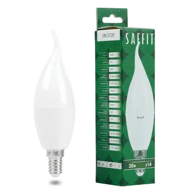 Лампа светодиодная, 20W 230V E14 4000K на ветру C37T, SBC3720
