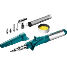 Газовый паяльник SolderPro 120K, набор 10-в-1, 30-120 Вт, горелка, фен, пьезоподжиг, 1300°С