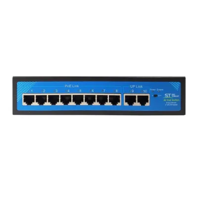 Коммутатор неуправляемый  8x100Мб/с (RJ45 PoE) 2x100Мб/с (RJ45) 100В