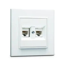 Розетка двойная компьютерная RJ45+RJ45 KAREA белый