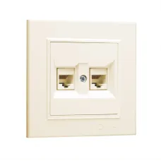 Розетка двойная компьютерная RJ45+RJ45 KAREA бежевый