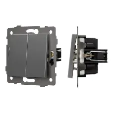 Механизм выключателя двухклавишный самовозвратный SWT-MKR2-PL-GR-V 250V, 10A