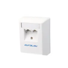 Eurolan Настенная розетка 2-портовая, кат. 5e, UTP, 2xRJ45, угловая, белая