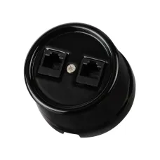 Розетка двойная компьютерная RJ45 черная Болонь TDM