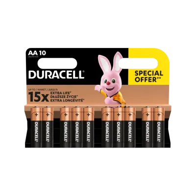 Батарейки Duracell 1027787 АА алкалиновые 1,5v 10 шт. LR6-10BL BASIC (10/120/18240)