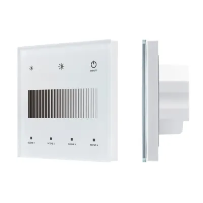 Панель сенсорная INTELLIGENT SMART-DALI-301-11-1G-4SC-DIM-IN White BUS/24V, Touch, 2.4G IARL, IP20, стекло, 5 лет