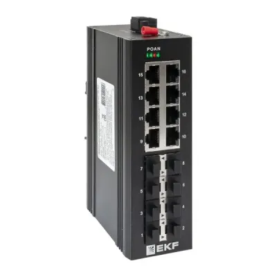 Коммутатор промышленный неуправляемый U-8GX/SFP-8GT, 8 портов 1000Base-X SFP, 8 портов 10/100/1000Base-T(X) RJ45, монтаж на динрейку TSX EKF
