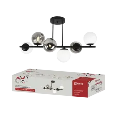 Люстра под лампу AURORA LUNA-6G9WHSM-BL 6xG9 матовые и дымчатые плафоны, черный корпус  IN HOME