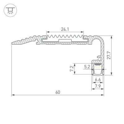 Профиль STAIR-W60-2000 ANOD BLACK, алюминий