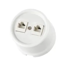 Розетка двойная компьютерная RJ45 белая Болонь TDM