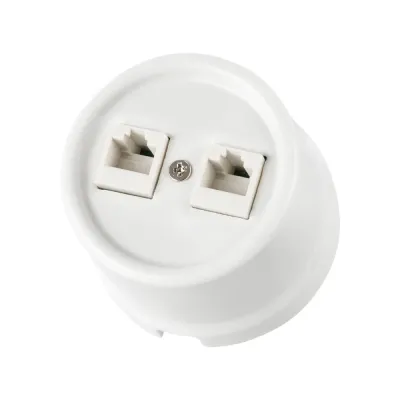 Розетка двойная компьютерная RJ45 белая Болонь TDM