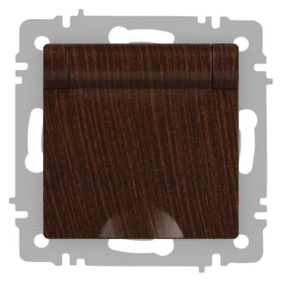 Розетка Intro Accent 6-203-10 2P+E Schuko с крышкой, 16А-250В, IP20, СУ, AL/CU, венге