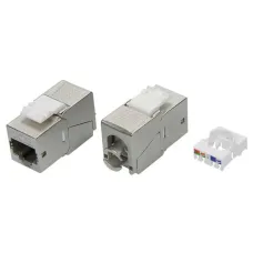 Модуль Кейстоун (Keystone) RJ45 CAT 5E экранированный (STP). 180 градусов. серебристый (упаковка 12 шт)