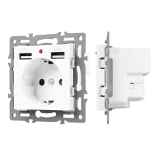Механизм розетки с USB зарядкой SCT-MUAA-PL-WH 250V, 16A