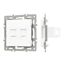 Механизм компьютерной розетки двойной SCT-MPC2-PL-WH RJ-45, CAT6