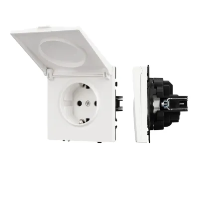 Механизм розетки влагозащищённый SCT-NOBE-MCP-SFPL-WH 230V, 16A, Белый, 1 пост