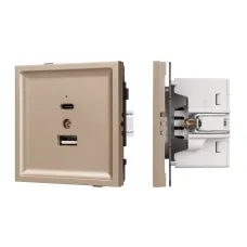 Механизм USB розетки SCT-TENDO-MUAC-PL-GD, 5V, 3A, QC3, Золото светлое