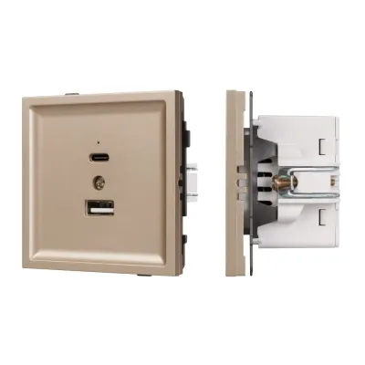 Механизм USB розетки SCT-TENDO-MUAC-PL-GD, 5V, 3A, QC3, Золото светлое