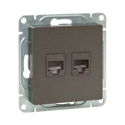 Механизм розетки RJ45 - 2шт  (cat5)  мокко Эпика EKF