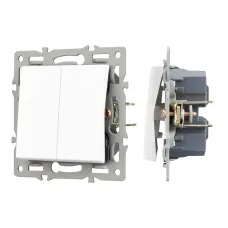 Механизм выключателя двухклавишный непроходной SWT-MK02-PL-WH 250V, 16A