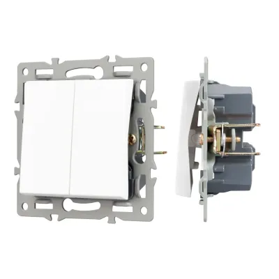 Механизм выключателя двухклавишный непроходной SWT-MK02-PL-WH 250V, 16A