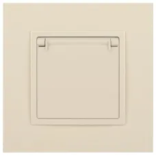 14-2103-02 ЭРА Розетка 2P+E Schuko со шторками с крышкой, 16A-250В, IP20, Эра Elegance, сл.кость (10