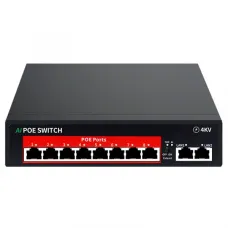 Коммутатор неуправляемый 8x100Мбит/с (RJ45 с PoE+) 2x100Мбит/с (RJ45) Uplink 120Вт