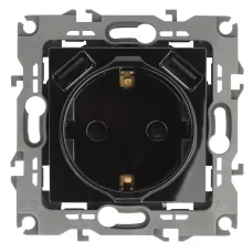 12-4109-06 ЭРА Розетка 2P+E 16A-250В, штор. с 2xUSB 5В-3А, Эра12, чёрный (10/100/2000)