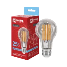 Лампа светодиодная LED-A65-deco 25Вт 230В Е27 6500К 2480Лм прозрачная IN HOME