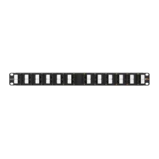 Панель 19'', 1U, 24 угловых порта, Кат.5e, RJ45/8P8C, неэкран., черная