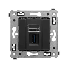 Avanti USB 3.0 розетка одинарная в стену, тип А-А, , Черный матовый