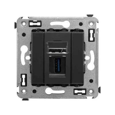 Avanti USB 3.0 розетка одинарная в стену, тип А-А, , Черный матовый