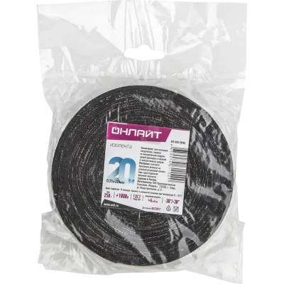 Изолента ОНЛАЙТ 61 154 OIT-H20-20/BL ХБ черная 250г 0,35х20мм 20м