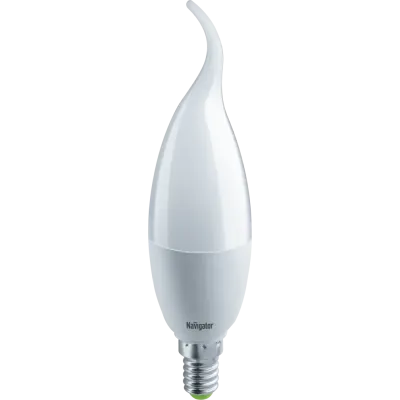 Лампа светодиодная LED 8.5вт Е14 теплый матовая свеча на ветру