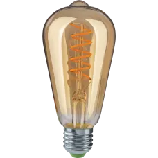 Лампа светодиодная LED 4вт E27 теплый ST64 ретро SPIRAL FILAMENT
