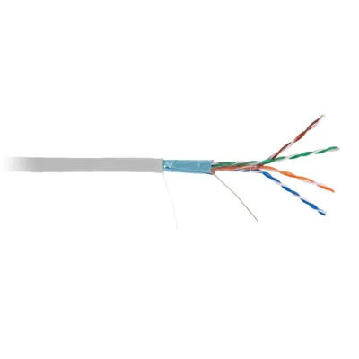 Кабель NETLAN F/UTP 4 пары, Кат.5e (Класс D), 100МГц, одножильный, BC (чистая медь), внутренний, PVC нг(B), серый, 100м