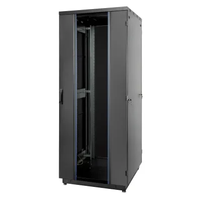 Шкаф Racknet S3000 42U 800 x 1000, передняя дверь стеклянная одностворчатая, задняя дверь металлическая двустворчатая, черный