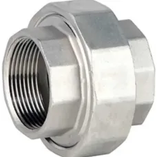 "Соединение разъемное (американка) DN.ru ВР-ВР-304-PTFE 3/8"" Ду10 Ру20 с уплотнением под гайкой по плоскости, корпус - нержавеющая сталь AISI 304, 