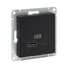 Механизм розетки USB-A+С, чёрный Эпика EKF