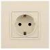 14-2102-02 ЭРА Розетка 2P+E Schuko со шторками, 16A-250В, IP20, Эра Elegance, сл.кость (10/100/3000)