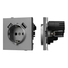Механизм розетки с USB зарядкой SCT-TENDO-MUAA-PL-GR 230V, 16A, Серый, 1 пост