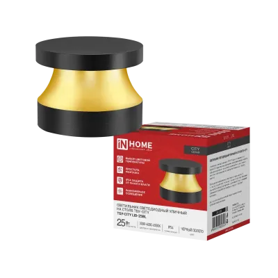 Светильник уличный светодиодный на столб ТБУ-CITY LID-25BL 25Вт 3000/4000/6500К 90x120мм черный IP54 IN HOME