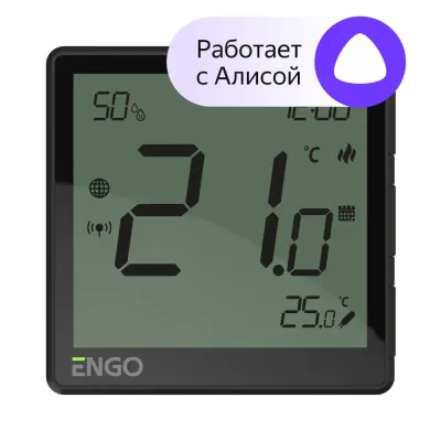 Универсальный терморегулятор, черный, с модулем Zigbee, с питанием 230, со встроенным датчиком влажности, с возможностью подключения датчика по