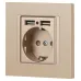Розетка Intro Accent 6-410-04 , P+E Schuko со шторками, 16А-250В + 2хUSB, IP20, СУ, шампань