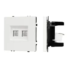 Механизм сдвоенной компьютерной розетки SCT-NOBE-MPC2-SFPL-WH, RJ-45, CAT6, Белый
