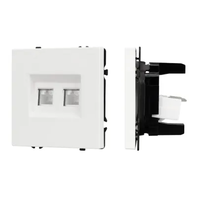 Механизм сдвоенной компьютерной розетки SCT-NOBE-MPC2-SFPL-WH, RJ-45, CAT6, Белый