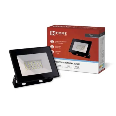 Прожектор светодиодный СДО-7 30 Вт 6500К IP65 черный IN HOME