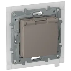 IEKETIKA Розетка 1-местная с заземлением с защитными шторками и крышкой 16А IP44 6714261 капучино IEK