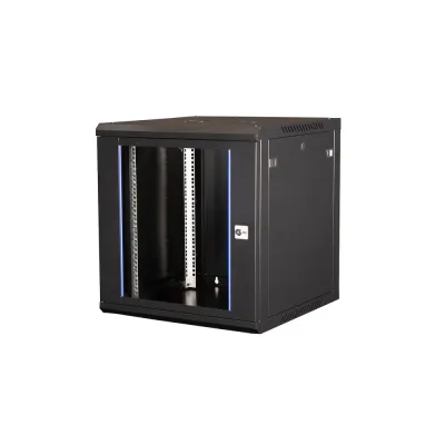 Шкаф 19'' телекоммуникационный настенный, 12U 635х600х600 мм, дверь стекло, черный